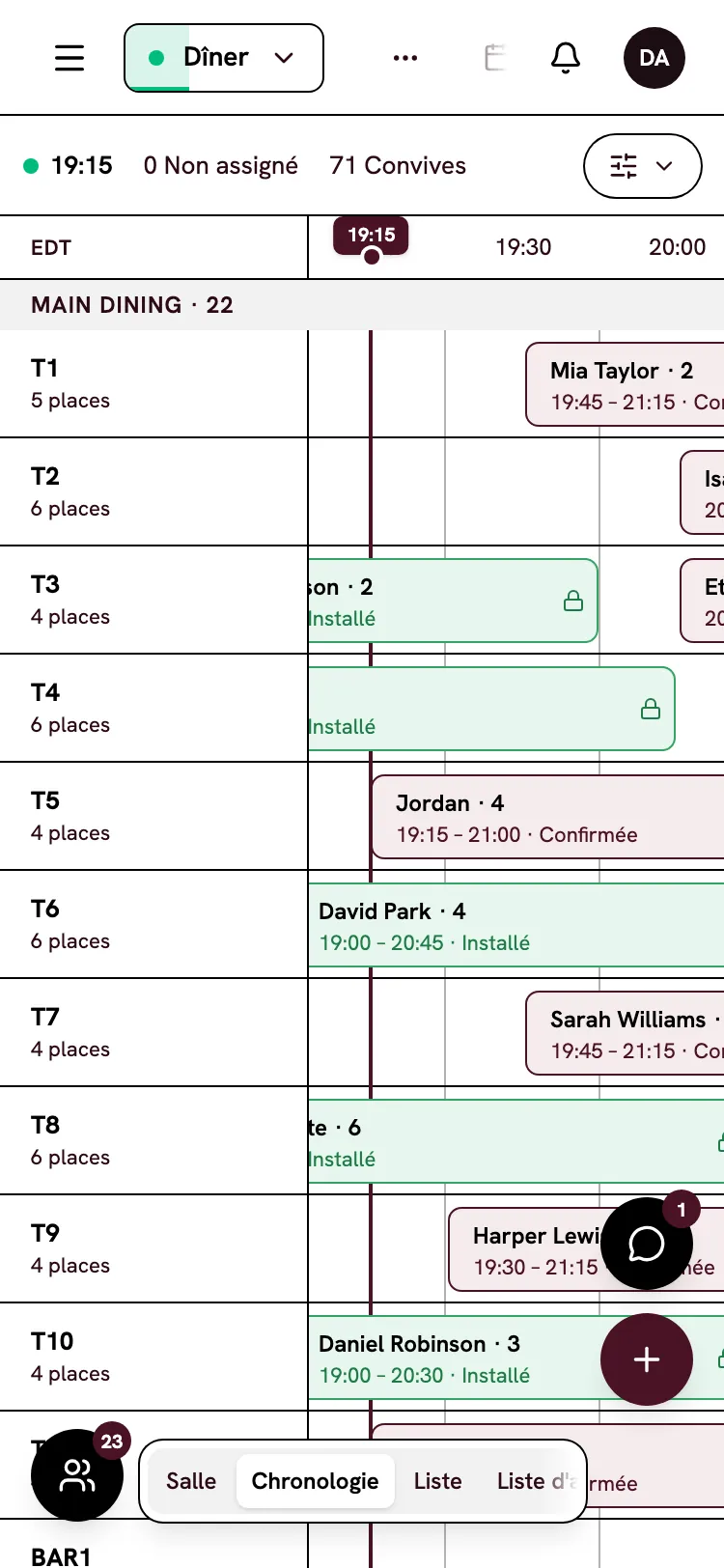 Le carnet de ce soir sur un cellulaire, avec la table de Jordan encerclée.